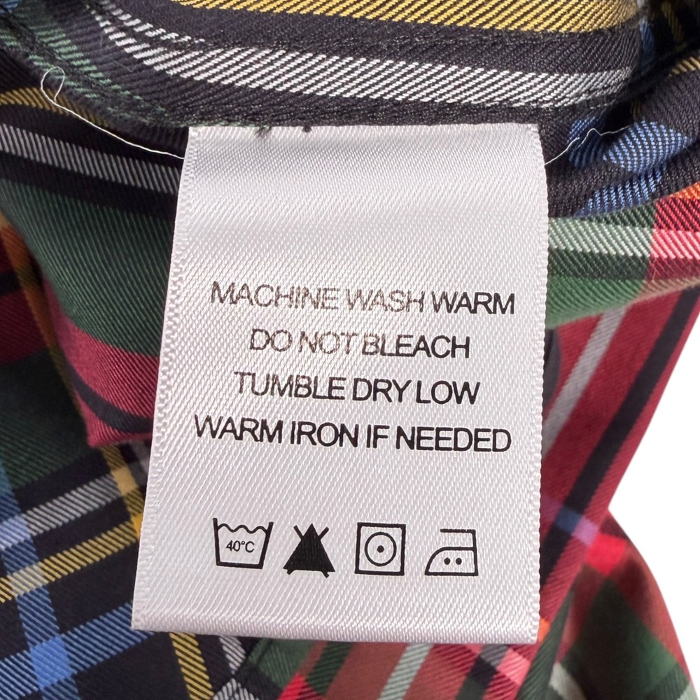 Foxcroft 18W Non-Iron Shaped Fit Plaid Button Up Shirt Red Green Cotton Tartan - Picture 6 of 8
